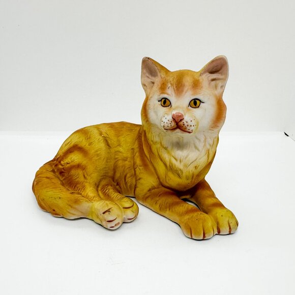SOLD Vintage Porcelain Aldon Life Like Cat Orange Ginger Tabby Painted Hallmark - Picture 1 of 7